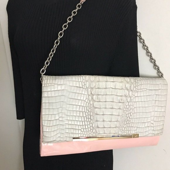 DIANE VON FURSTENBERG White Croc Embossed Shoulder - Picture 7 of 8